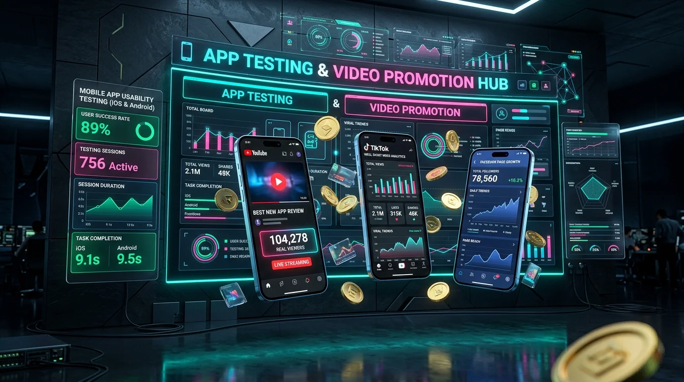App Testing and Video Promotion Hub: Real YouTube Views, TikTok Viral Reach, and App QA
