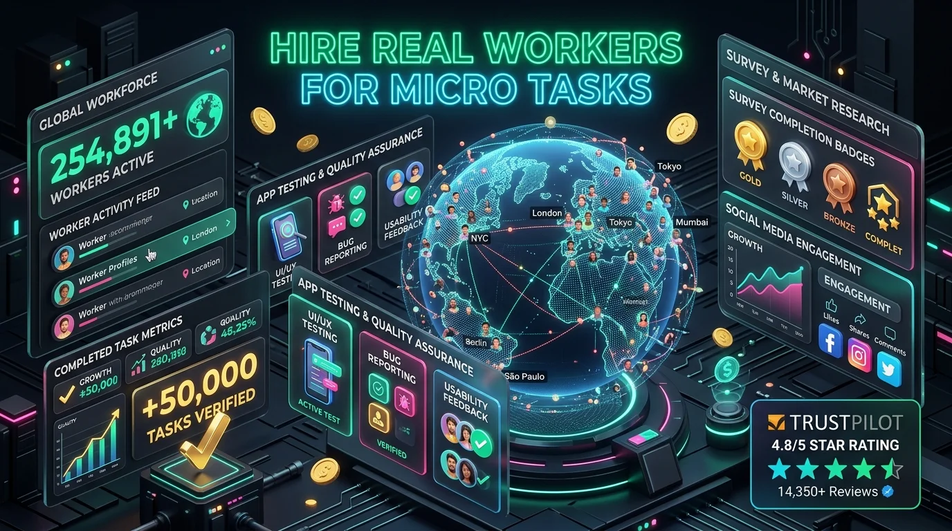 Hire Real Workers for Micro Tasks - Global Crowdsourced Workforce Dashboard