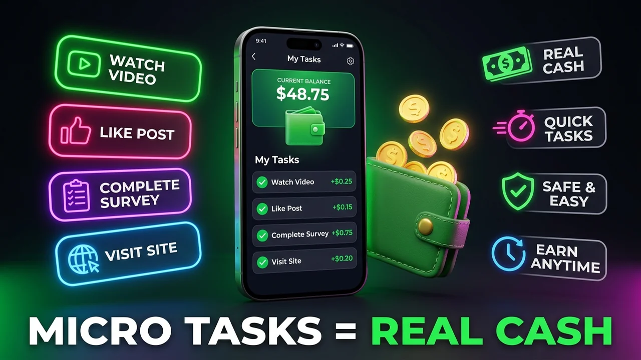 Micro Tasks App Screen and Live Mobile Wallet